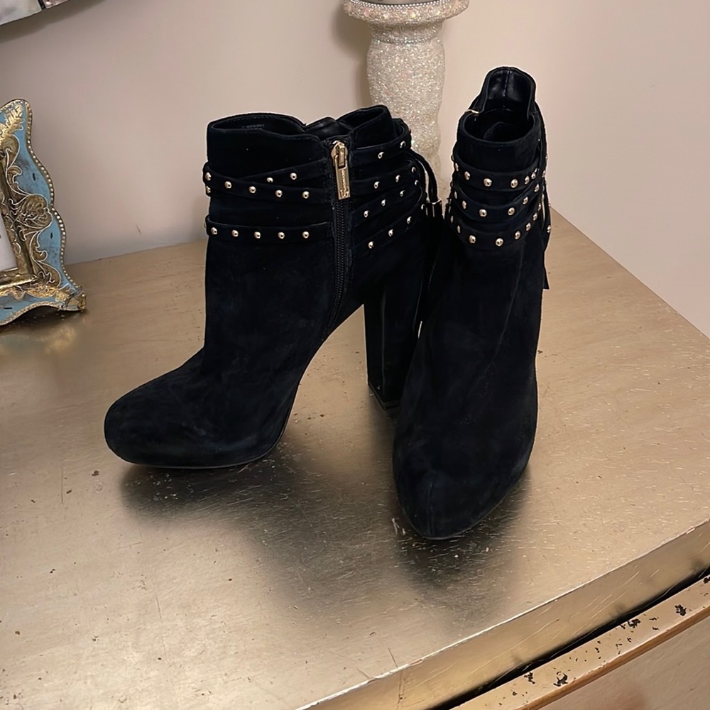 Jessica Simpson black platform boots with studs